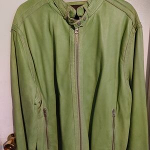 ANDREW MARC GENUINE LEATHER MOTO RACER INSPIRED JACKET IGUANA GREEN BRAND NEW